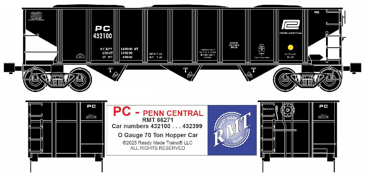 RMT 66271 O Penn Central 3-Bay Coal Hopper Car