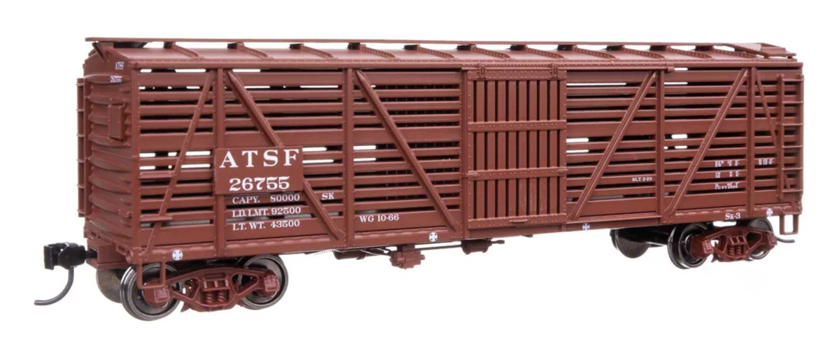 Walthers 910-41503 HO ATSF 40' Wood Stock Car with Dreadnaught Ends RTR #26755