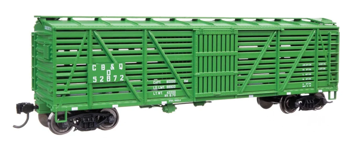 Walthers 910-41506 HO CB&Q 40' Wood Stock Car with Dreadnaught Ends RTR #52872-D