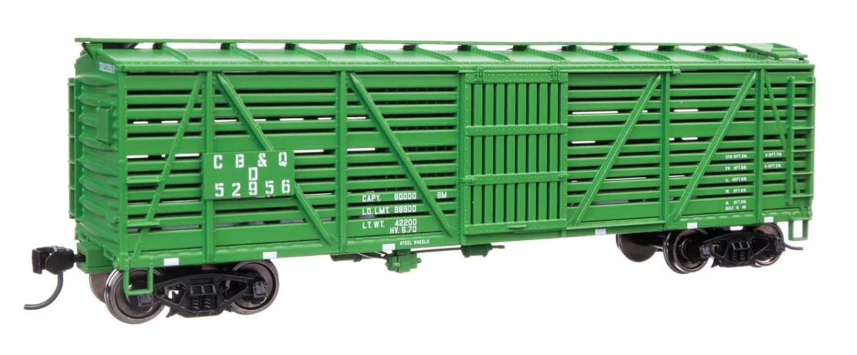 Walthers 910-41507 HO CB&Q 40' Wood Stock Car with Dreadnaught Ends RTR #52956-D
