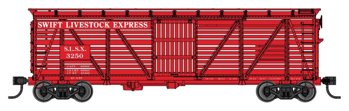 Walthers 910-41517 HO Swift 40' Wood Stock Car with Dreadnaught Ends RTR #3250