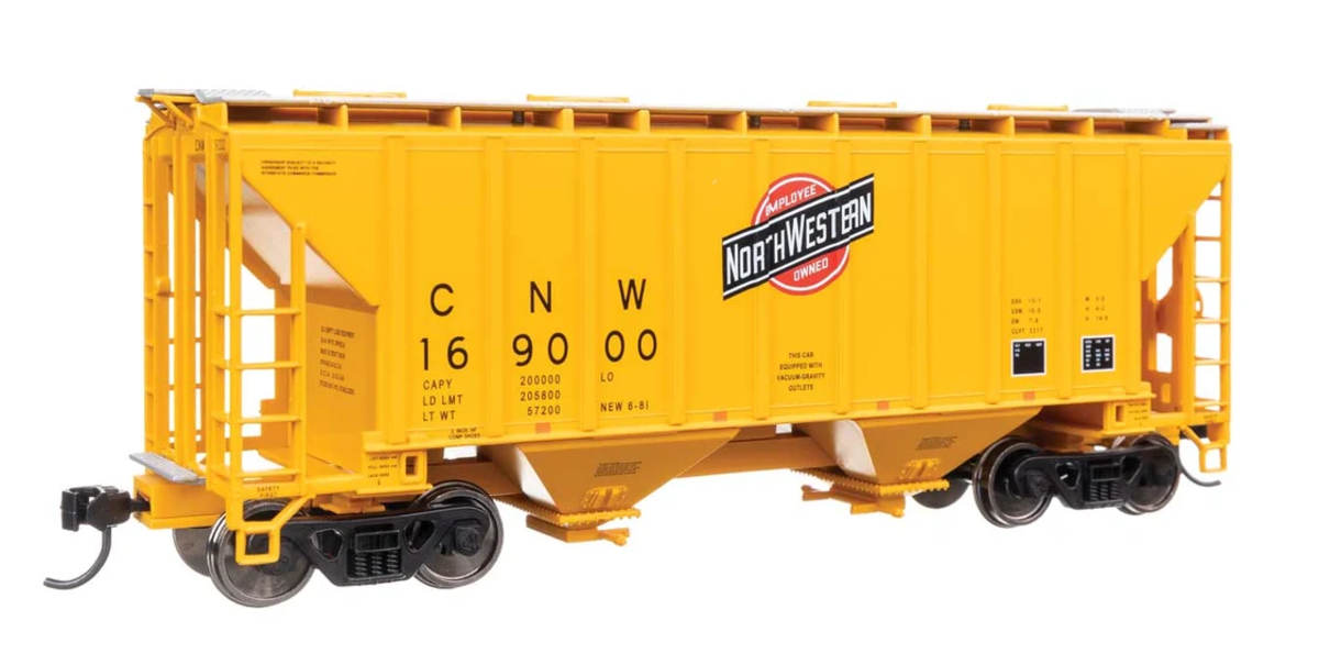 Walthers 910-8502 HO CNW 37' 2980 Cubic-Foot 2-Bay Covered Hopper RTR #169000