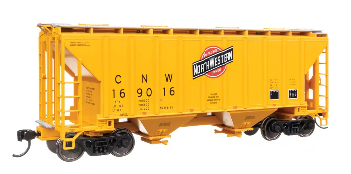 Walthers 910-8503 HO CNW 37' 2980 Cubic-Foot 2-Bay Covered Hopper RTR #169016