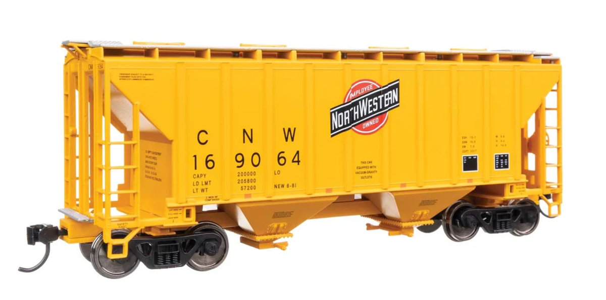 Walthers 910-8504 HO CNW 37' 2980 Cubic-Foot 2-Bay Covered Hopper RTR #169064