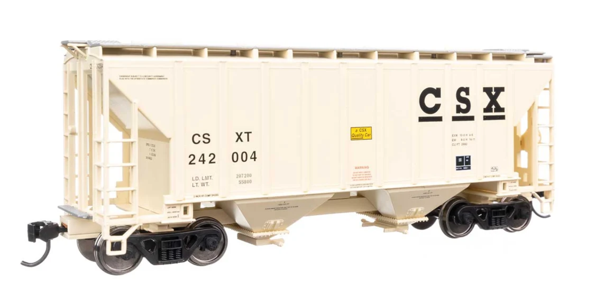 Walthers 910-8505 HO CSX 37' 2980 Cubic-Foot 2-Bay Covered Hopper RTR #242004