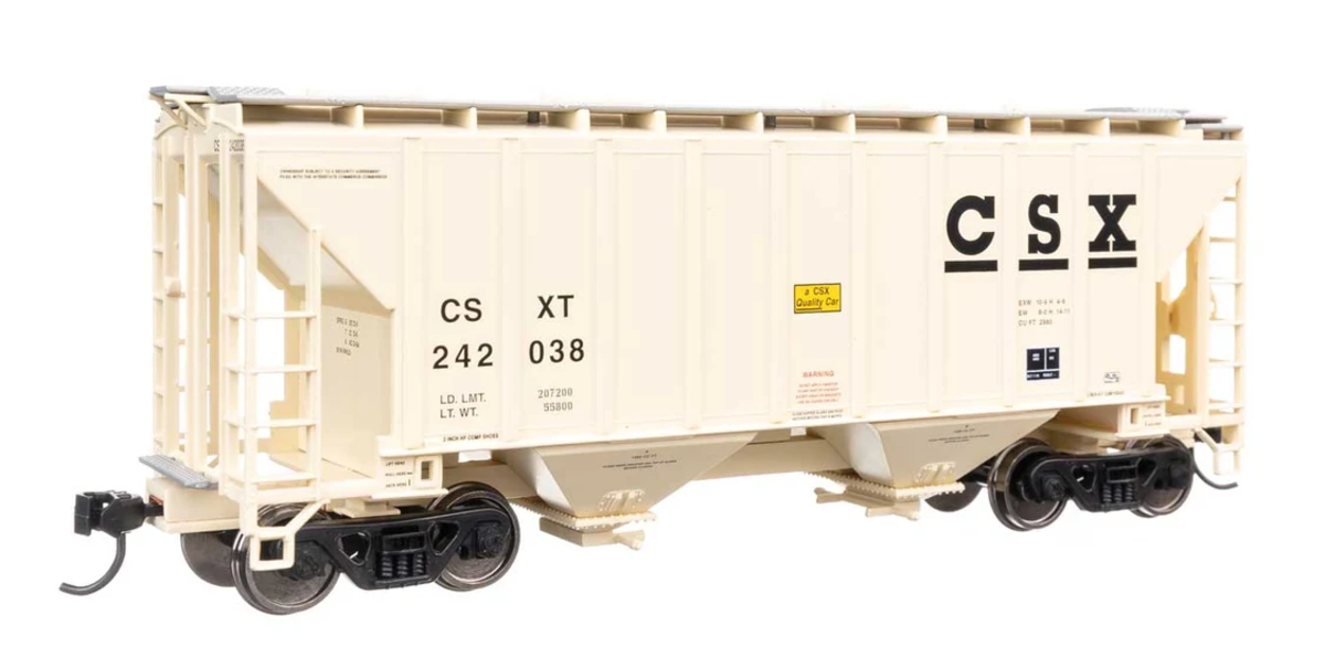 Walthers 910-8507 HO CSX 37' 2980 Cubic-Foot 2-Bay Covered Hopper RTR #242038