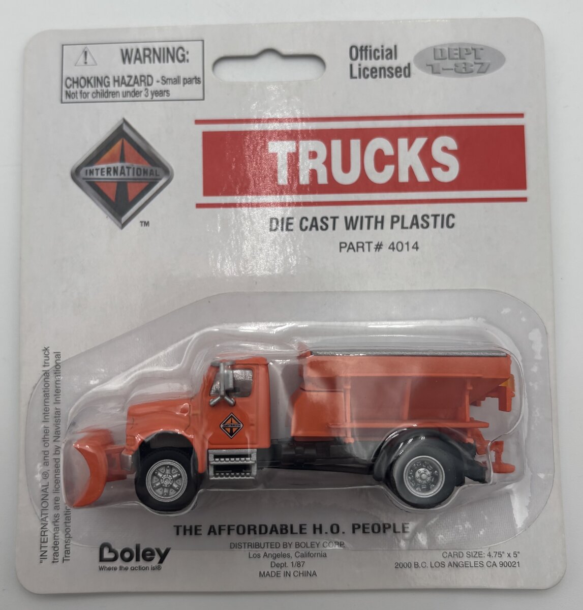 Boley 4014 1:87 Orange International Snow Plow Truck