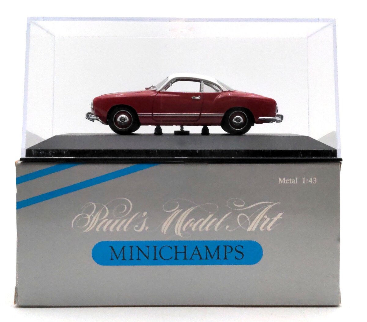 Minichamps 005003 1:43 Scale VW Karamann Ghia Coupe 1955-1959 Red and White