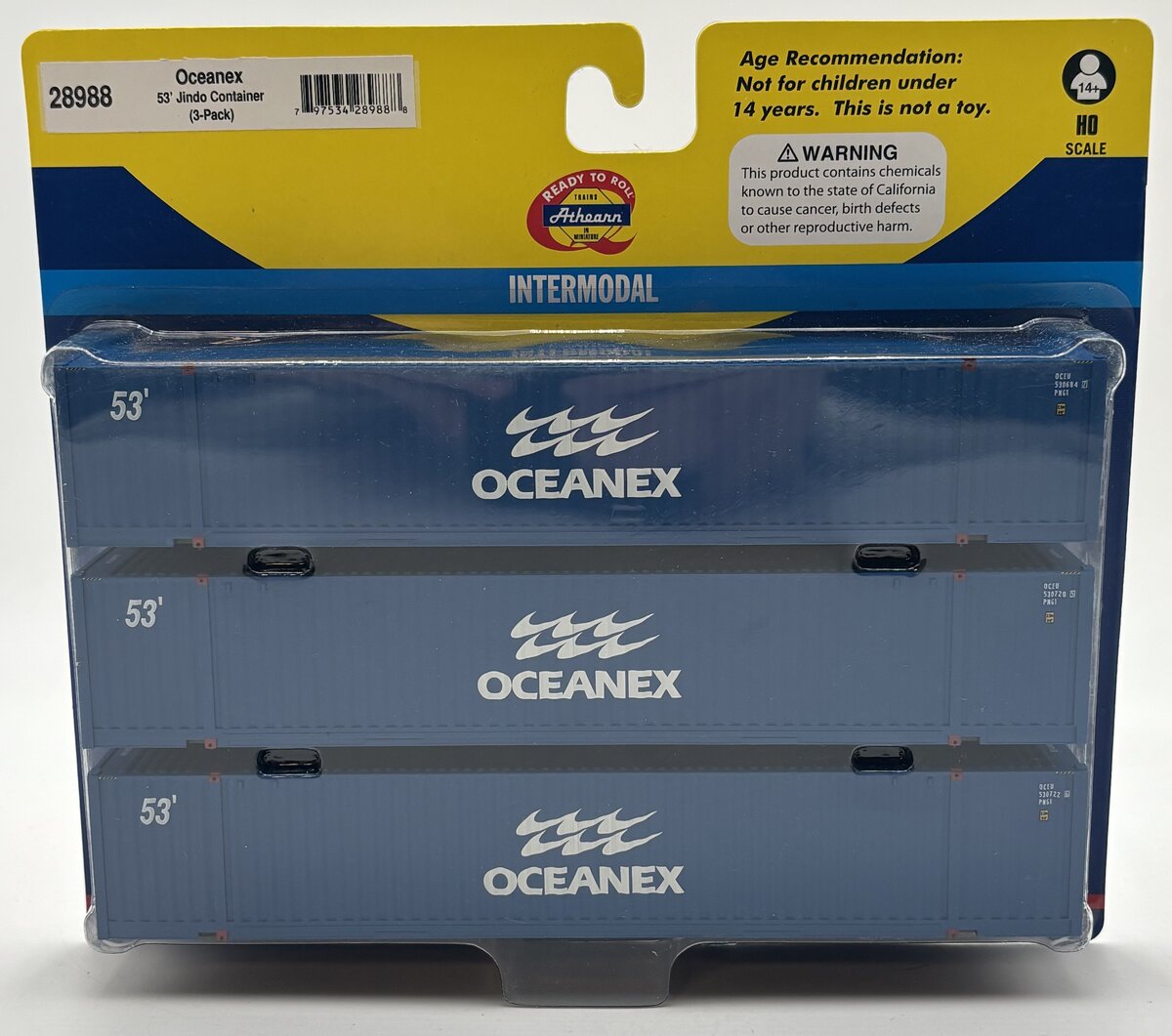 Athearn 28988 HO RTR Oceanex 52' Jindo Container (Pack of 3)