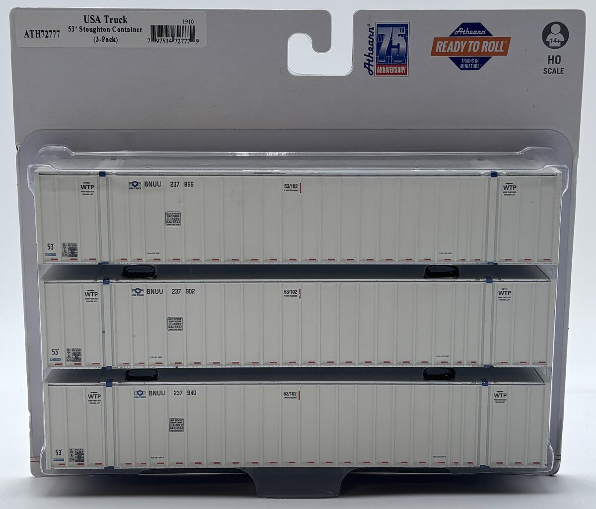 Athearn 72777 HO RTR USA Truck 53' Stoughton Container (Pack of 3)