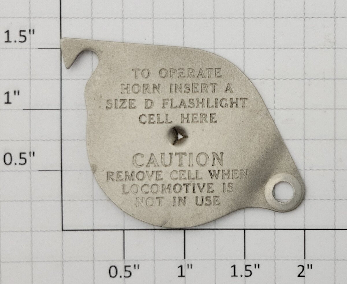 Lionel 2333-129 Battery Cover Swivel Plate with Unpainted Engraved Lettering