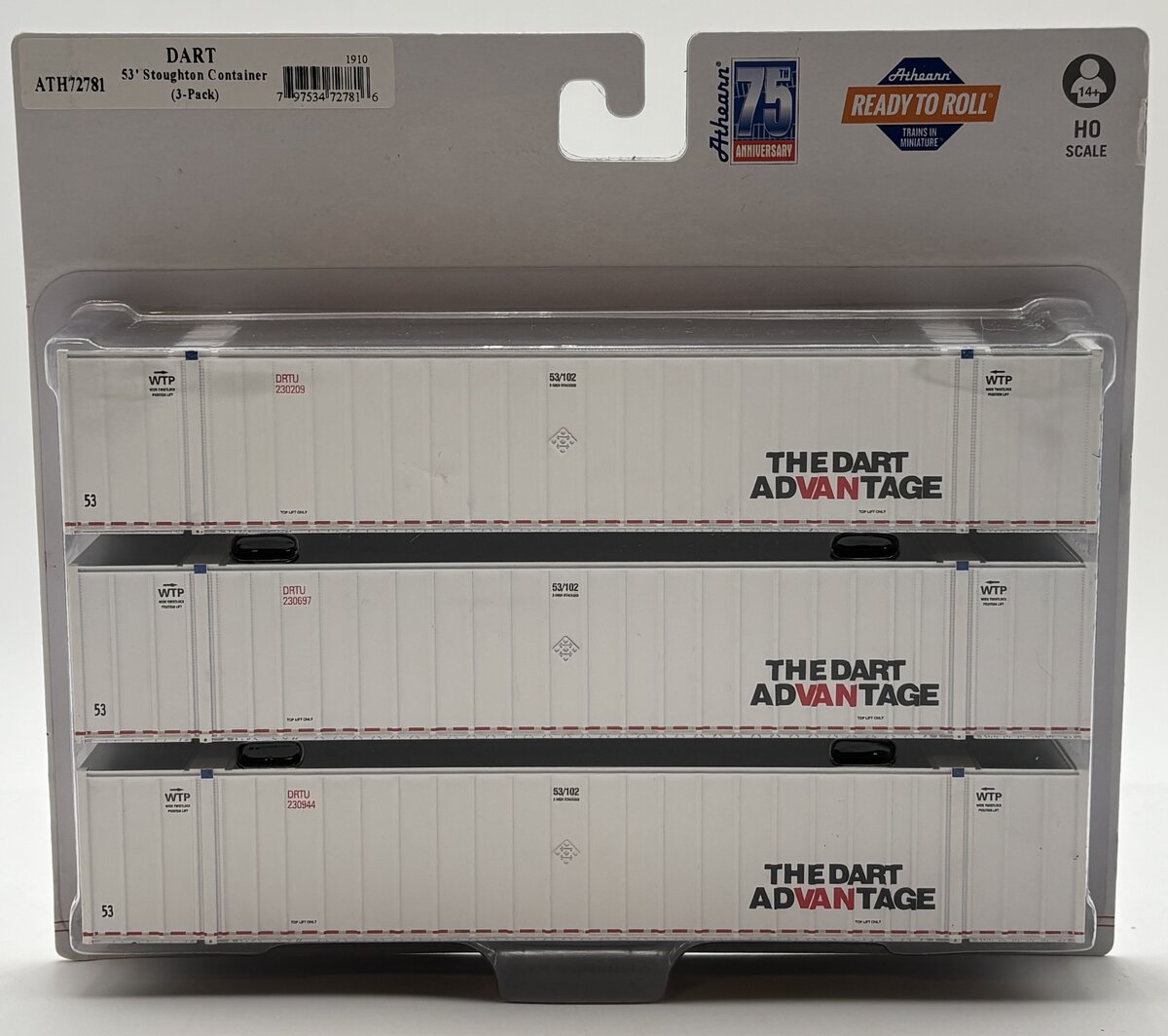 Athearn 72781 HO RTR DART 53' Stoughton Container (Pack of 3)