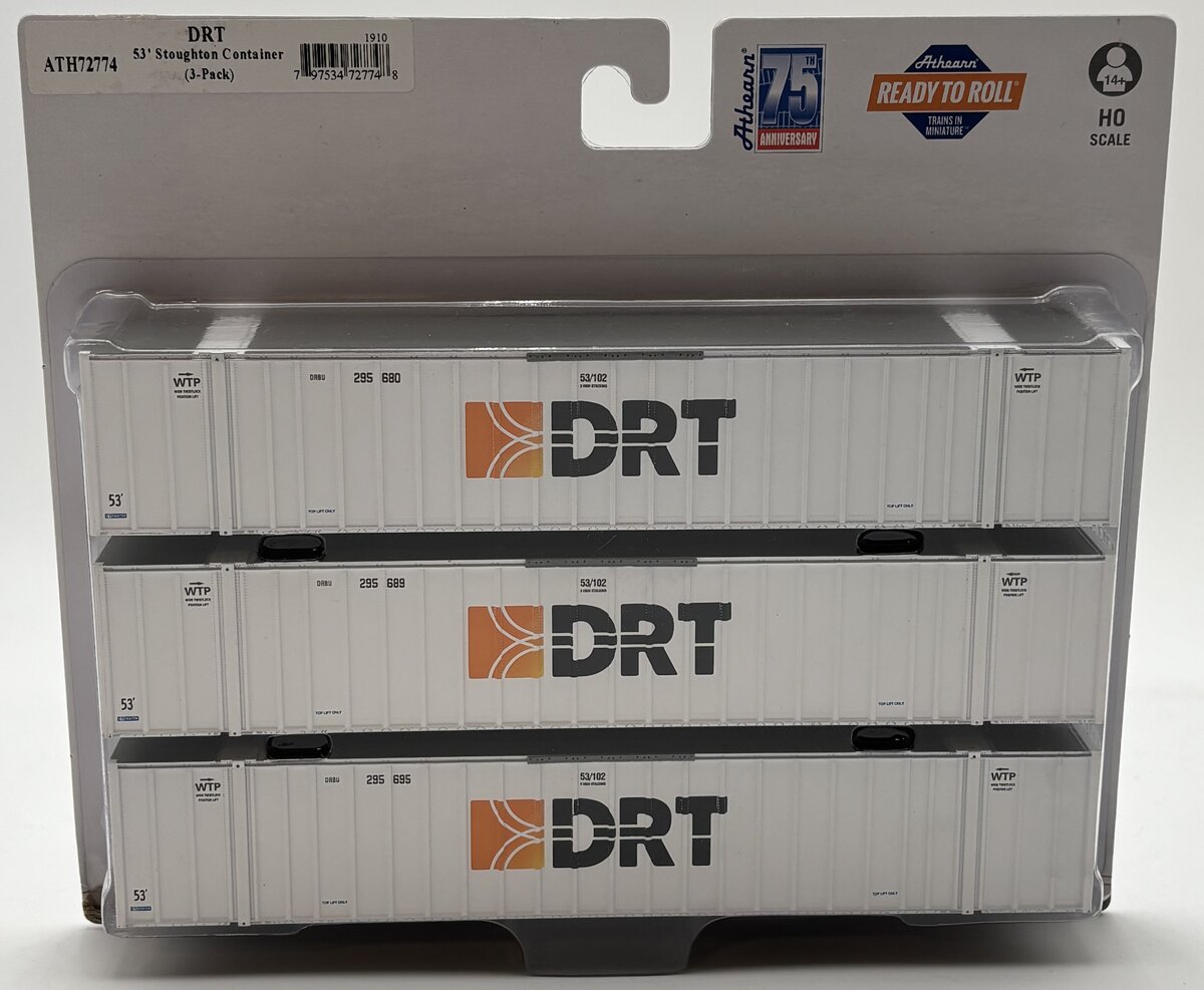 Athearn 72774 HO RTR DRT 53' Stoughton Container (Pack of 3)