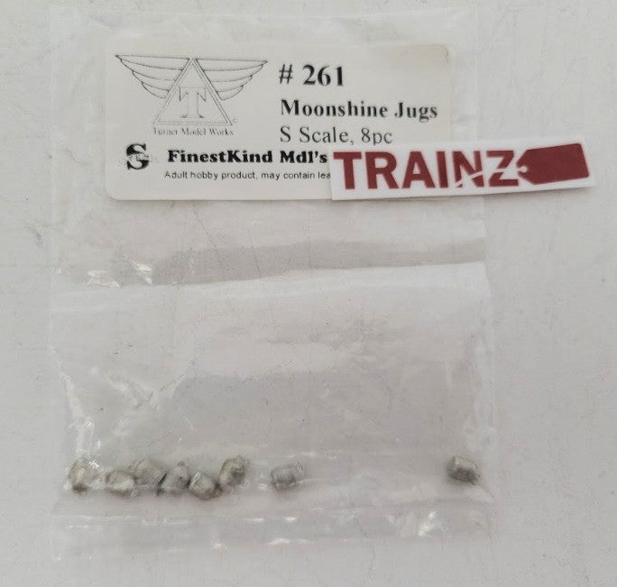 Finestkind Models 261 S Scale White Metal Moonshine Jugs (Pack of 8)
