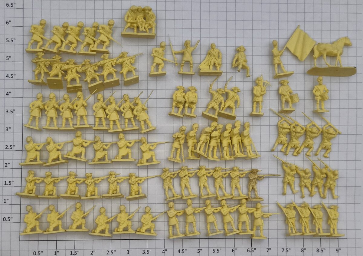 Acme 1775-419 Yellow Unpainted Revolutionary War Figurines (Set of 82)