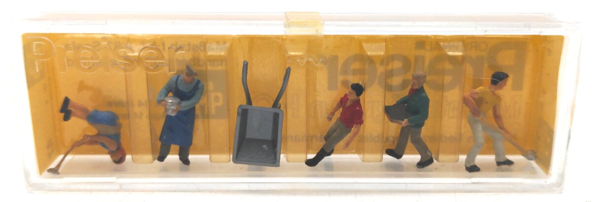 Preiser 47 HO Scale Workers & Wheelbarrow 6 PCS