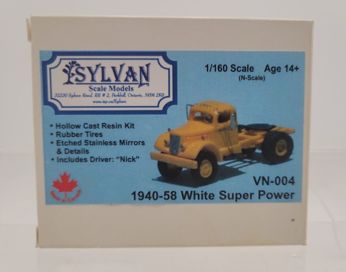 Sylvan Scale Models VN-004 N Scale 1940-58 White Super Power Semi-Tractor Kit