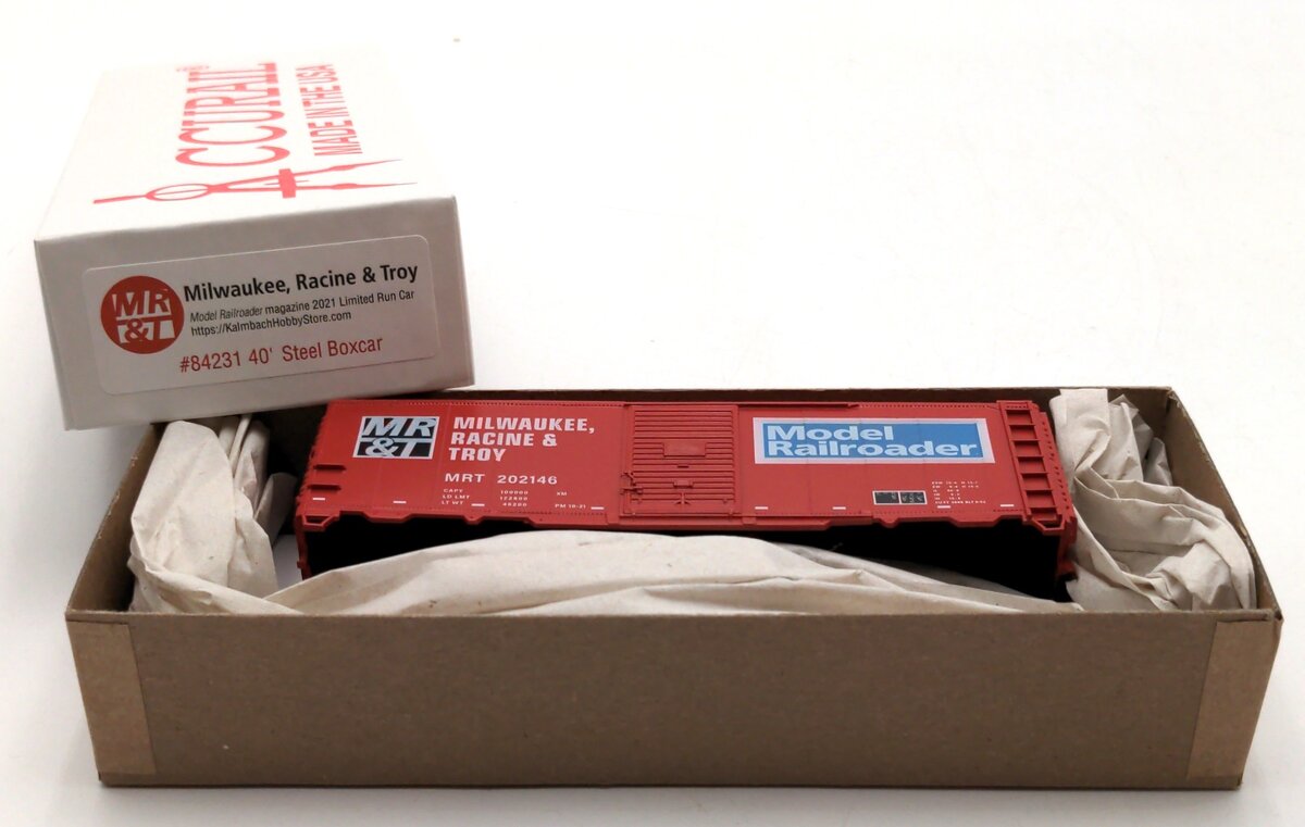 Accurail 84231 HO Scale MRT/Model Railroader 40' Steel Boxcar #202146 Kit