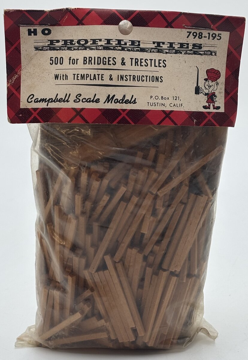 Campbell Scale Models 798-195 HO Profile Ties 500 For Bridges & Trestles