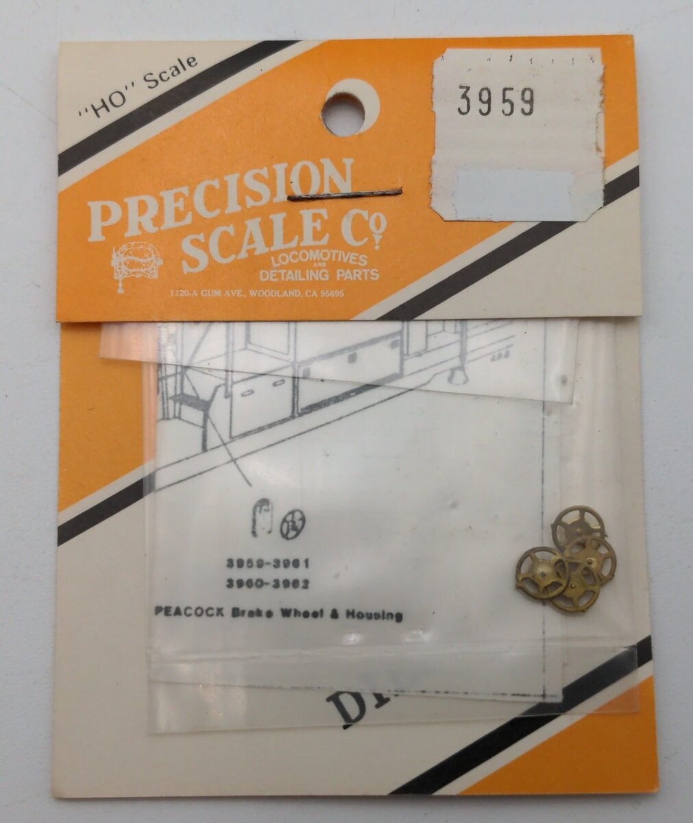 Precision Scale Co. 3959 HO Scale PEACOCK Brake Wheel & Housing