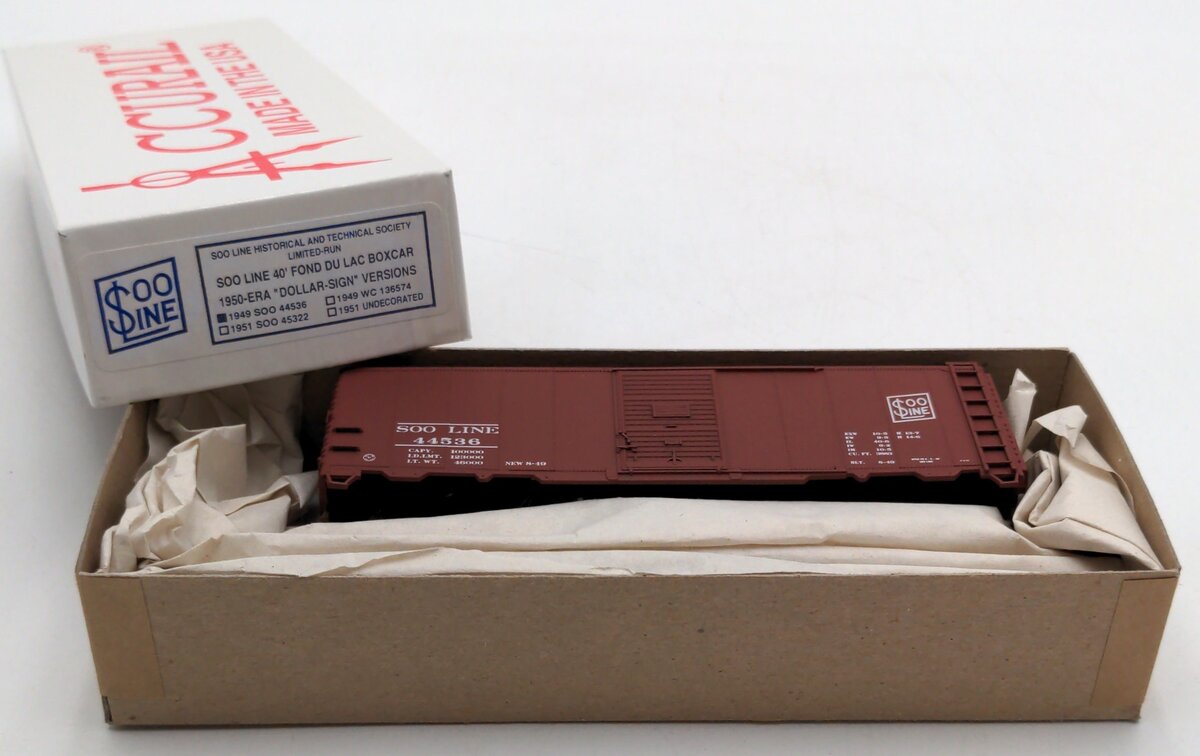 Accurail 44536 HO SOO Line 40' Fond Du Lac Boxcar 1950 Era Dollar Sign Vers Kit