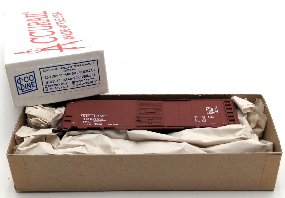 Accurail 136574 HO SOO Line 40' Fond Du Lac Boxcar 1950-Era Dollar Sign Version