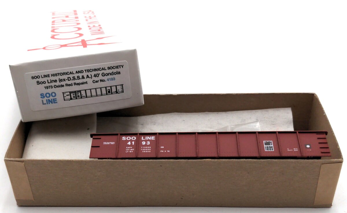 Accurail 4193 HO SOO Line EX-D.S.S.&A 40' Gondola 1973 Oxide Red Repaint