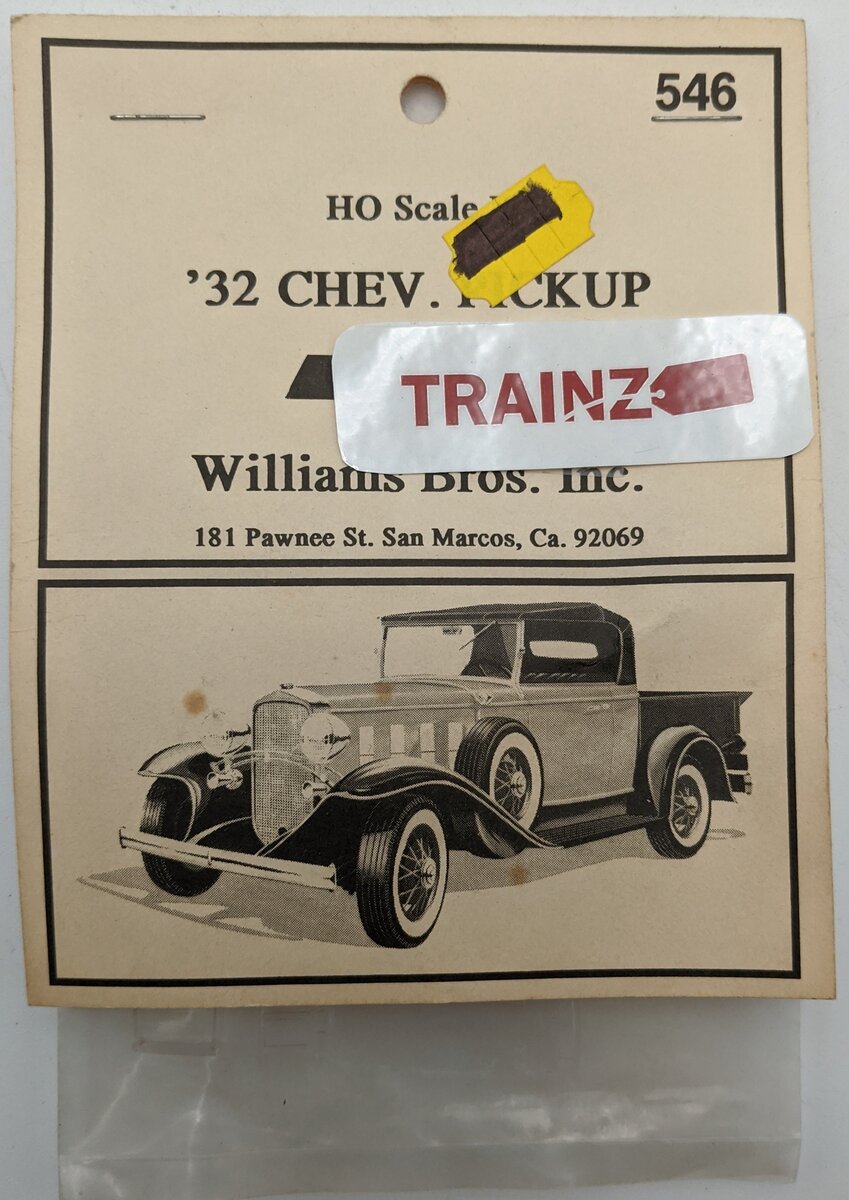 Williams Brothers 546 HO Scale Chevy Pickup Plastic Kit 1932