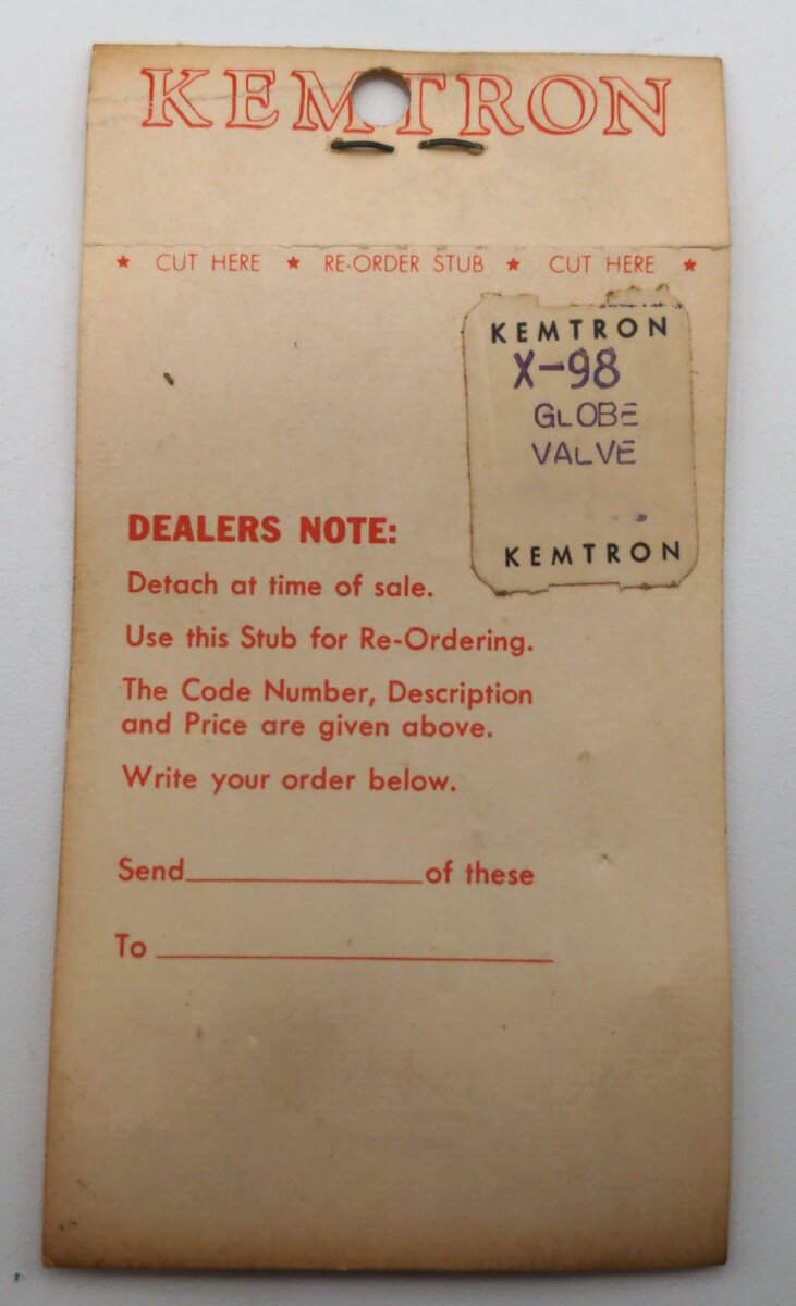 Kemtron X-98 HO Scale Brass Globe Valve