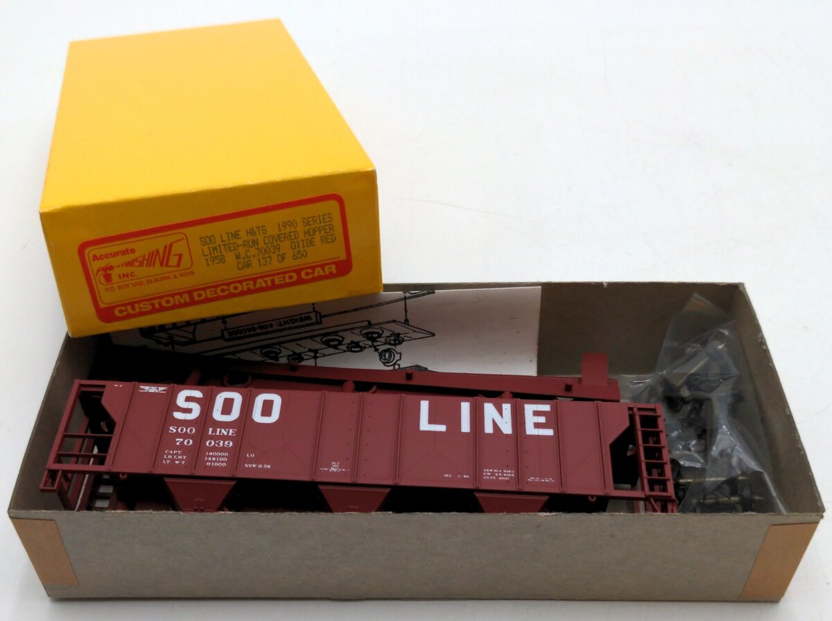 Accurate Finishing 70039 HO SOO Line H&TS Covered Hopper 1958 W.C Oxide Red