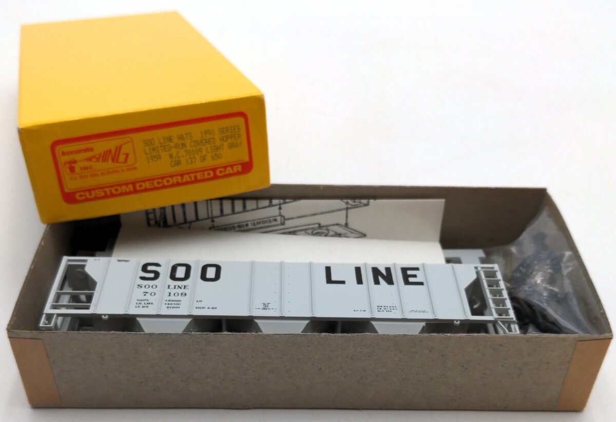 Accurate Finishing 70109 HO SOO Line H&TS Covered Hopper 1959 W.C Light Gray Kit