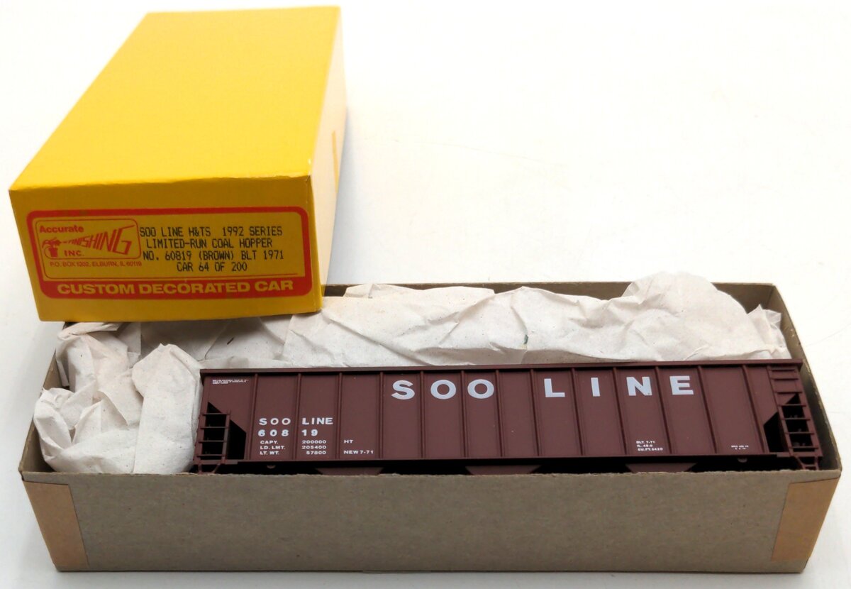 Accurate Finishing 60819 HO Scale SOO Line H&TS Coal Hopper Brown Kit