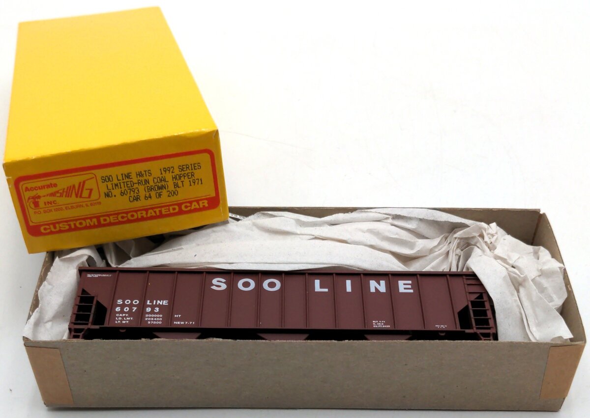 Accurate Finishing 60793 HO Scale SOO Line H&TS Coal Hopper Brown BLT 1971 Kit