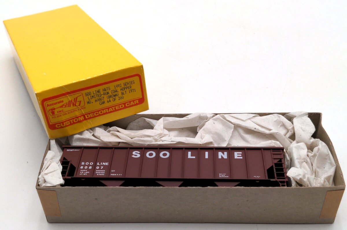 Accurate Finishing 60807 HO Scale SOO Line H&TS Coal Hopper Brown BLT 1971 Kit