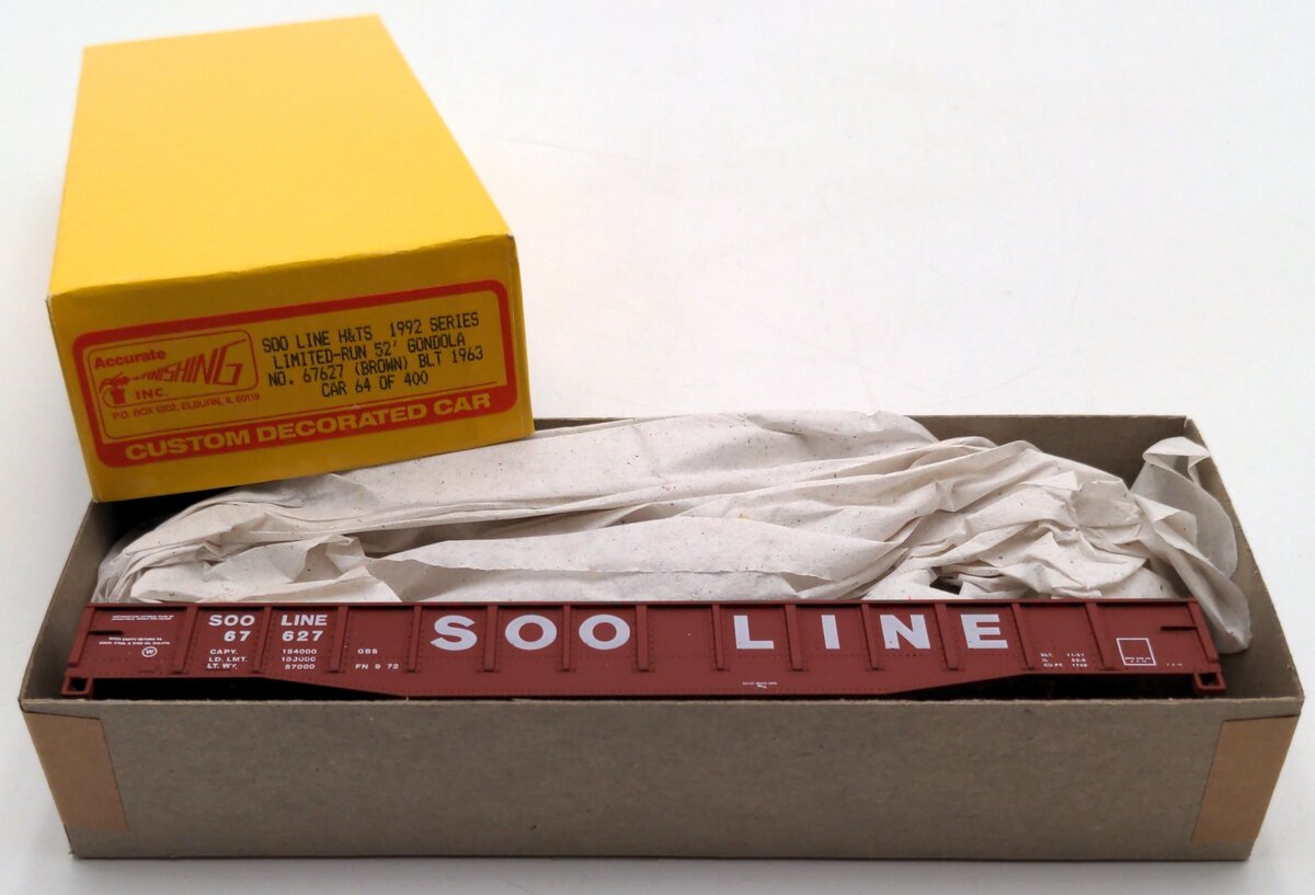 Accurate Finishing 67627 HO Scale SOO Line H&TS 52' Gondola Brown BLT 1963 Kit