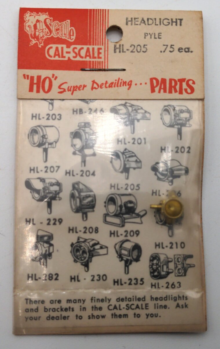 Cal Scale HL-205 HO Scale Brass Headlight Pyle