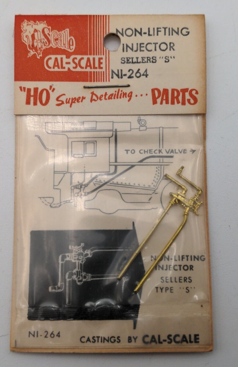 Cal Scale NI-264 HO Scale Brass Non-Lifting Injector Sellers "S"
