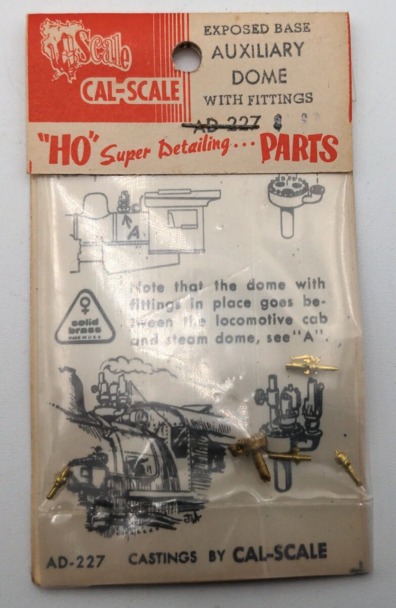 Cal Scale AD-227 HO Scale Brass Exposed Base Auxiliary Dome w/ Fittings