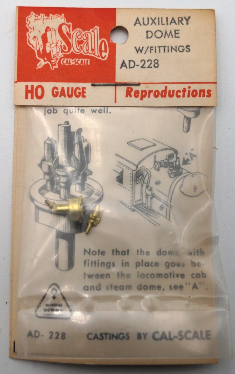Cal Scale AD-228 HO Scale Brass Auxiliary Dome w/ Fittings