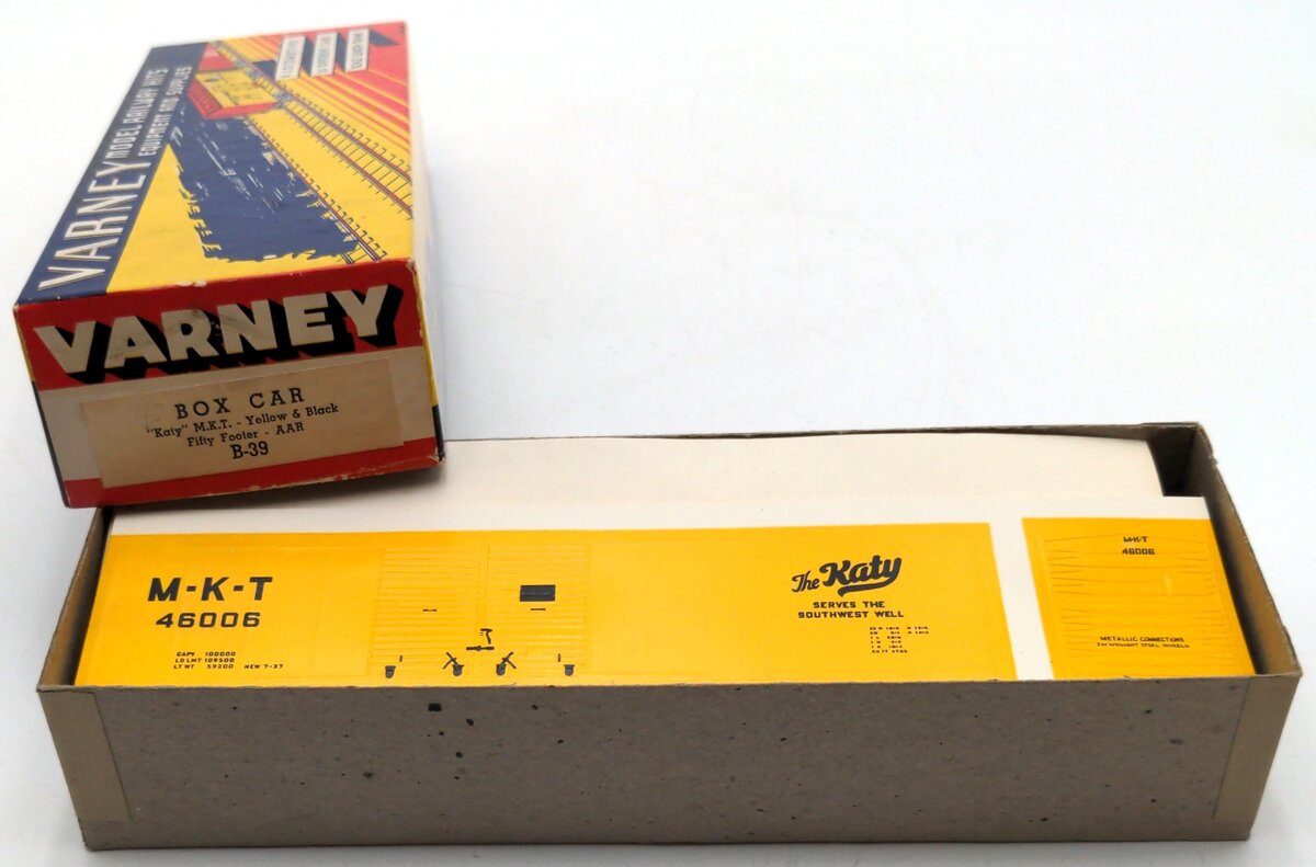Varney B-39 HO Scale "Katy" M.K.T. Yellow & Black 50' Boxcar AAR Kit