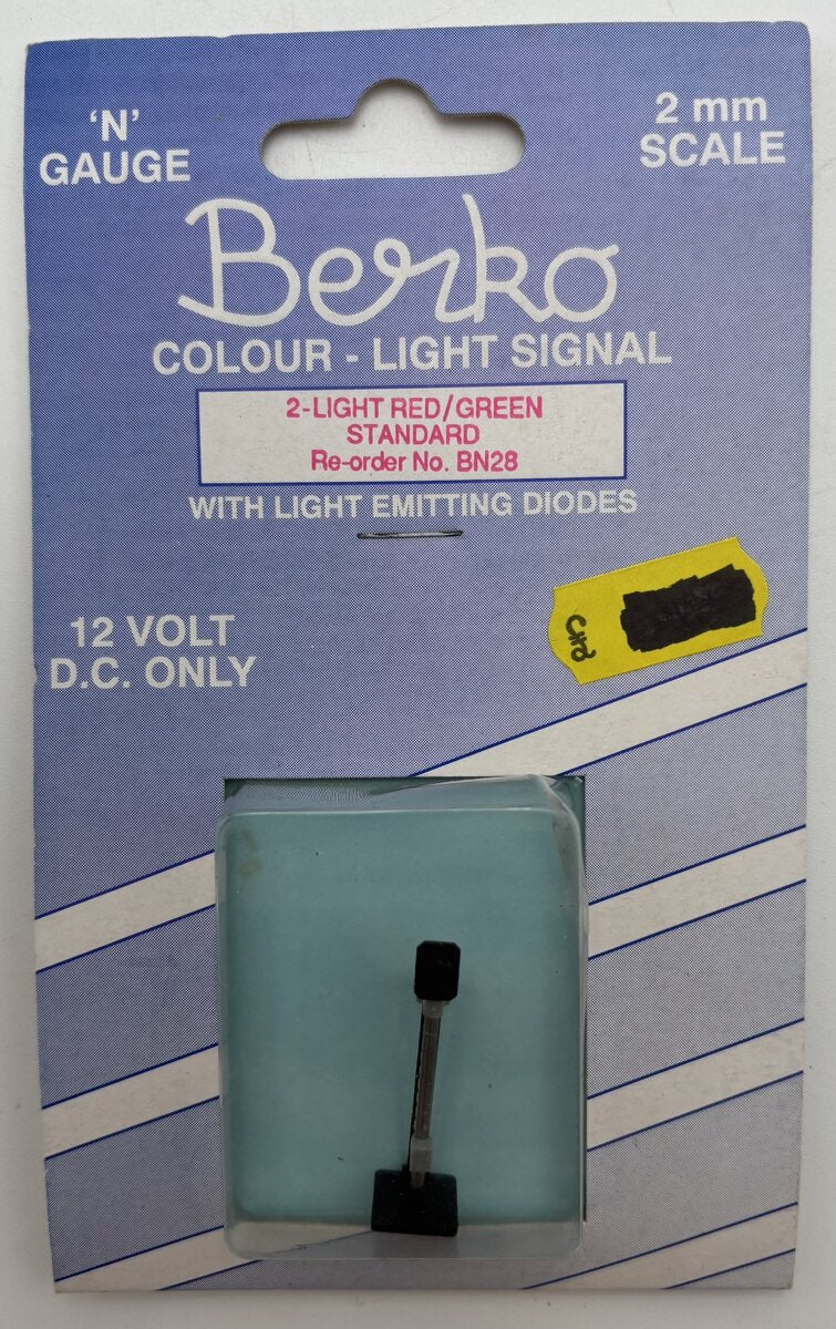 Berko BN28 N Scale 2mm 12 Volt 2-Light Red/Green Standard Light Signal