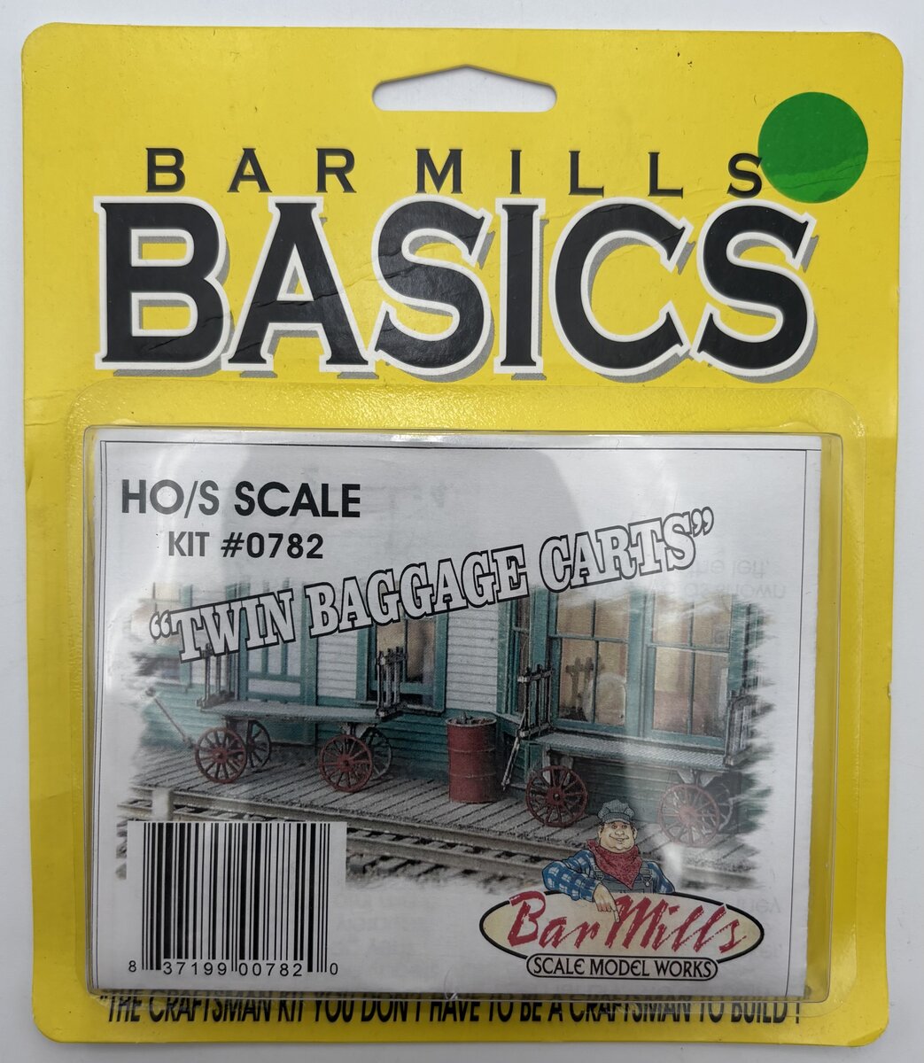 Bar Mills 0782 HO/S Scale Twin Baggage Carts