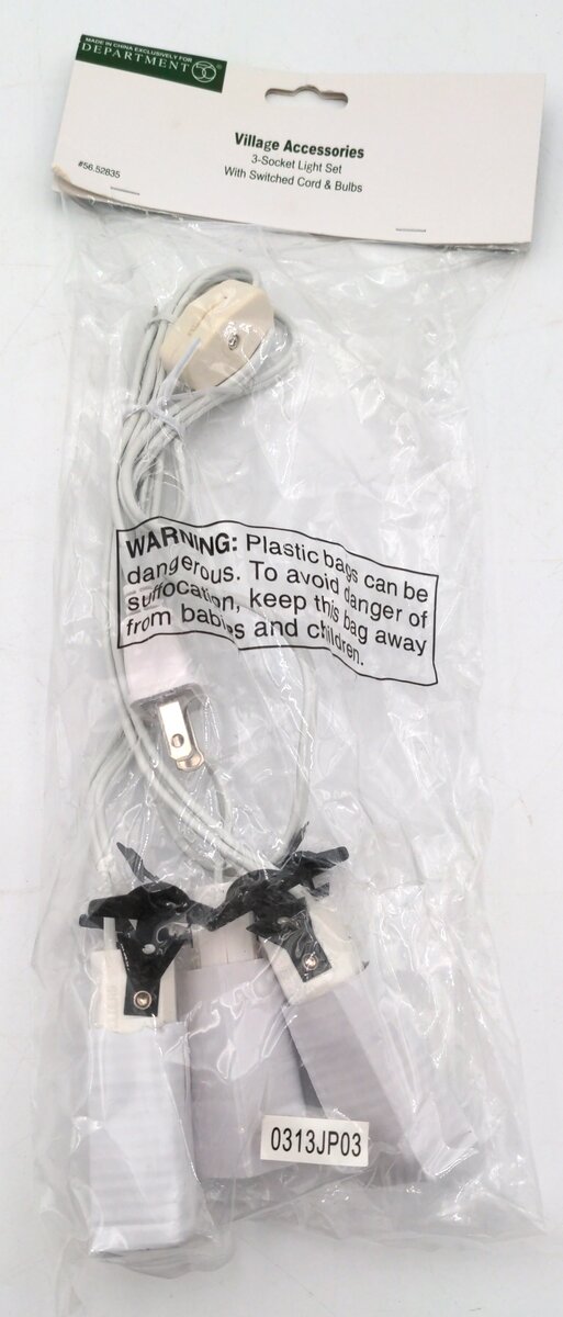 Dept 56 52835 3 Socket Light Set With Switched Cord & Bulbs