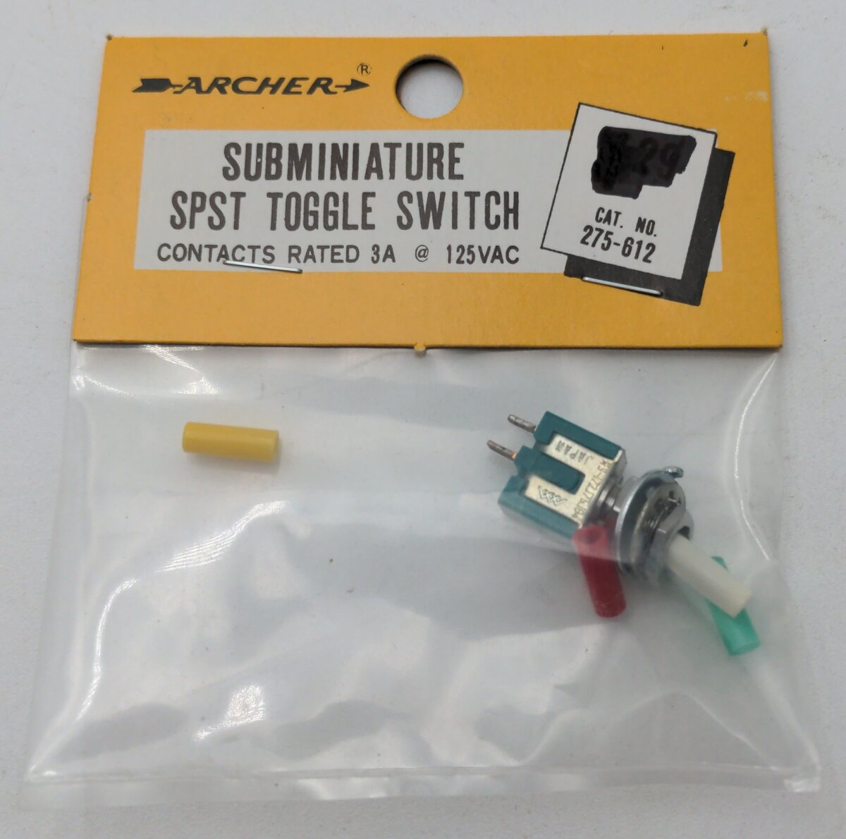 Archer 275-612 Subminiature SPST Toggle Switch 3A @ 125VAC