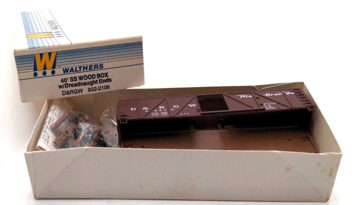 Walthers 932-2106 HO Scale 40' SS Wood Box Car W/Dreadnaught Ends D&RGW Kit