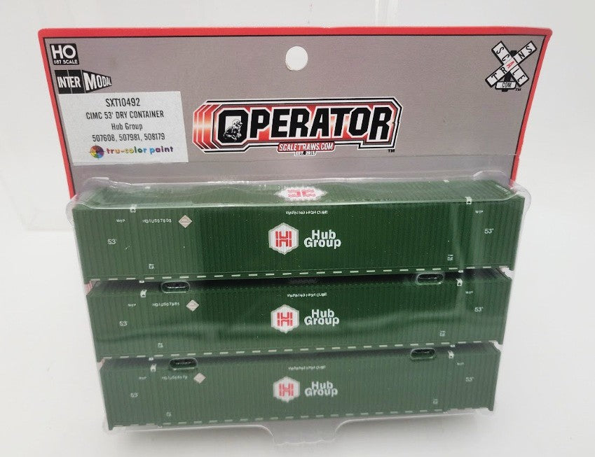 Scale Trains SXT10492 HO Scale Green Plastic CIM 53' Dry Container Hub Group