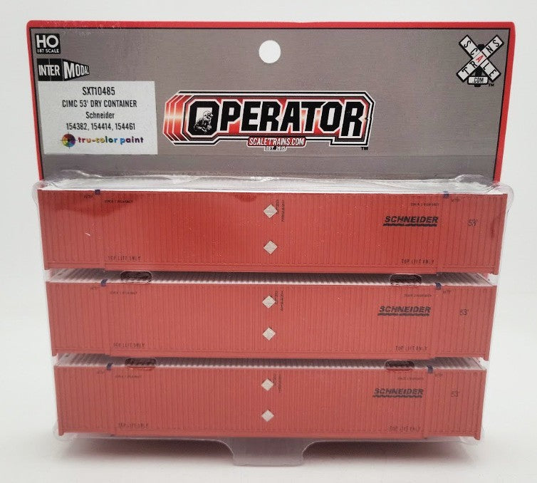 Scale Trains SXT10485 HO Scale 53' CIMC Container Schneider National (Set of 3)