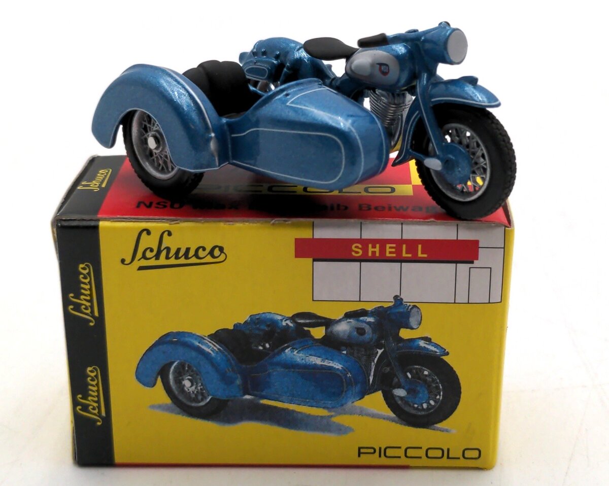 Schuco 05292 1:43 Scale Piccolo NSU Max Motorcycle With Sidecar Diecast Model