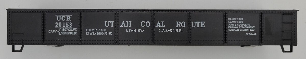 Pola 20153 O Scale Two Rail Black Utah Coal Route Gondola Shell w/ Trim