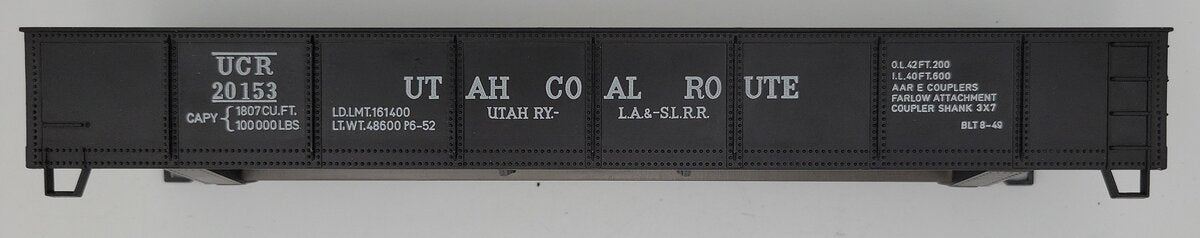 Pola 20153 O Scale Two Rail Black Utah Coal Route Gondola Shell w/ Trim